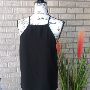 American Apparel Black Chiffon Halter Tank Top